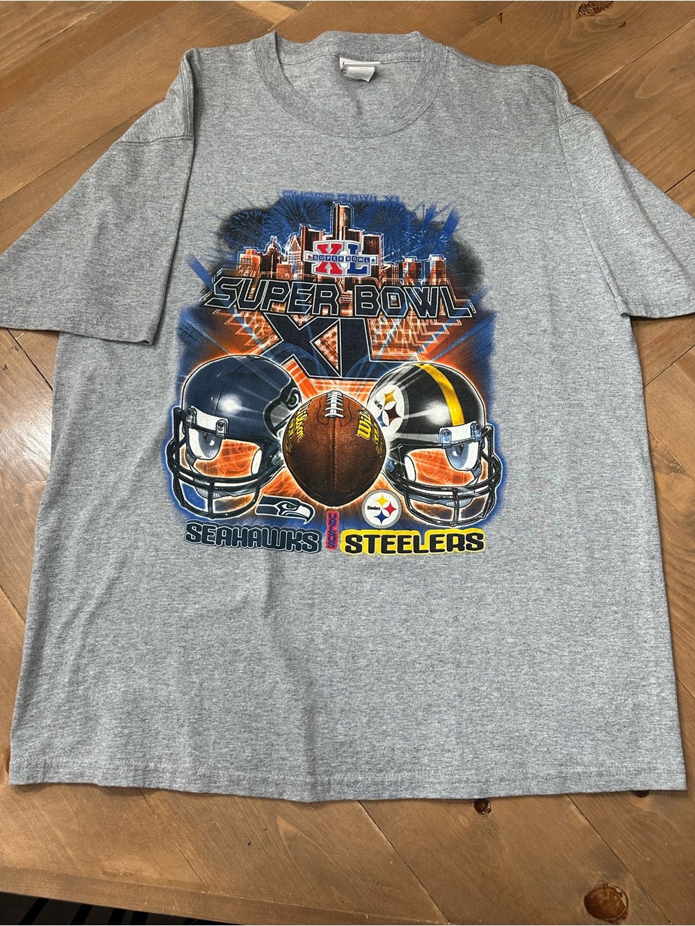 Vintage Super Bowl XL 2006 Seahawks vs Steelers Graphic Tee Men’s Large